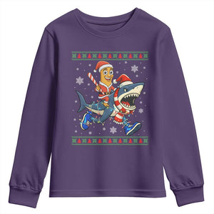 Funny Tung Tung Sahur Riding Tralala Youth Sweatshirt Ugly Chritstmas Italian Brainrot Meme TS12 Purple Print Your Wear