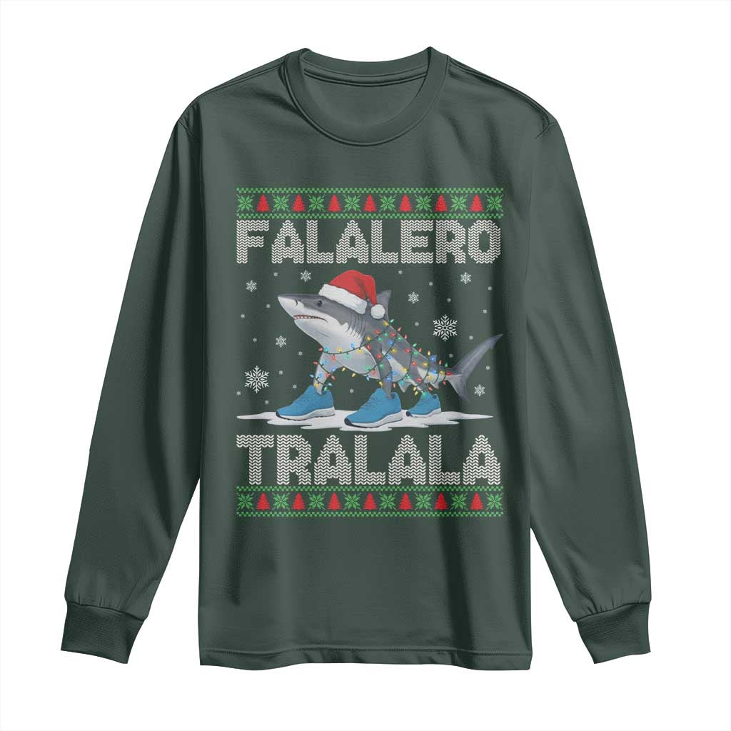 Falalero Tralala Italian Brainrot Meme Christmas Long Sleeve Shirt Funny Gen Z Alpha Ugly Xmas Gift TS12 Dark Forest Green Print Your Wear