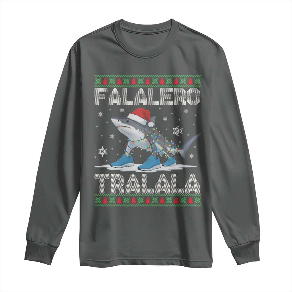 Falalero Tralala Italian Brainrot Meme Christmas Long Sleeve Shirt Funny Gen Z Alpha Ugly Xmas Gift TS12 Dark Heather Print Your Wear