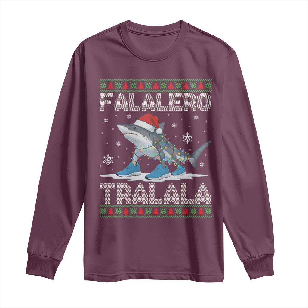 Falalero Tralala Italian Brainrot Meme Christmas Long Sleeve Shirt Funny Gen Z Alpha Ugly Xmas Gift TS12 Maroon Print Your Wear