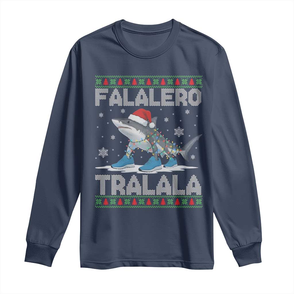 Falalero Tralala Italian Brainrot Meme Christmas Long Sleeve Shirt Funny Gen Z Alpha Ugly Xmas Gift TS12 Navy Print Your Wear