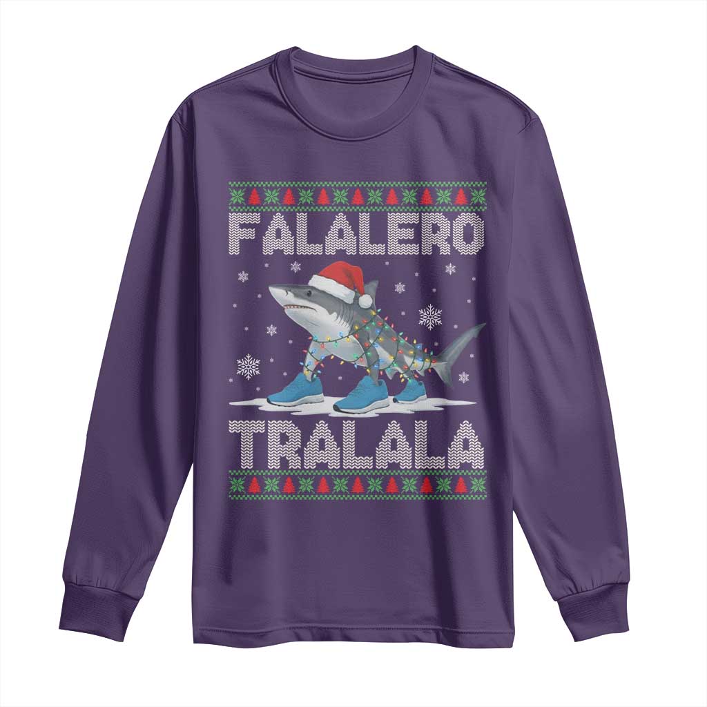 Falalero Tralala Italian Brainrot Meme Christmas Long Sleeve Shirt Funny Gen Z Alpha Ugly Xmas Gift TS12 Purple Print Your Wear