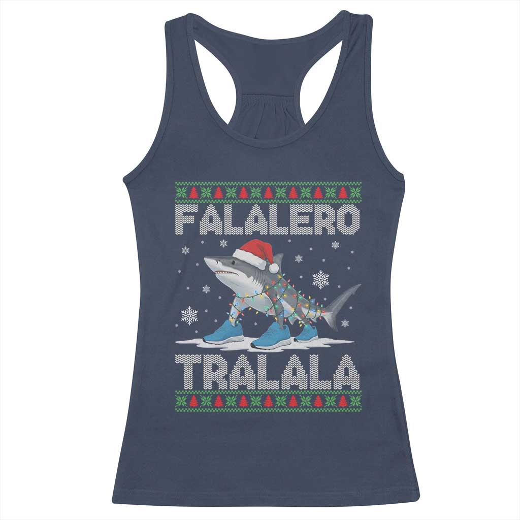 Falalero Tralala Italian Brainrot Meme Christmas Racerback Tank Top Funny Gen Z Alpha Ugly Xmas Gift TS12 Navy Print Your Wear
