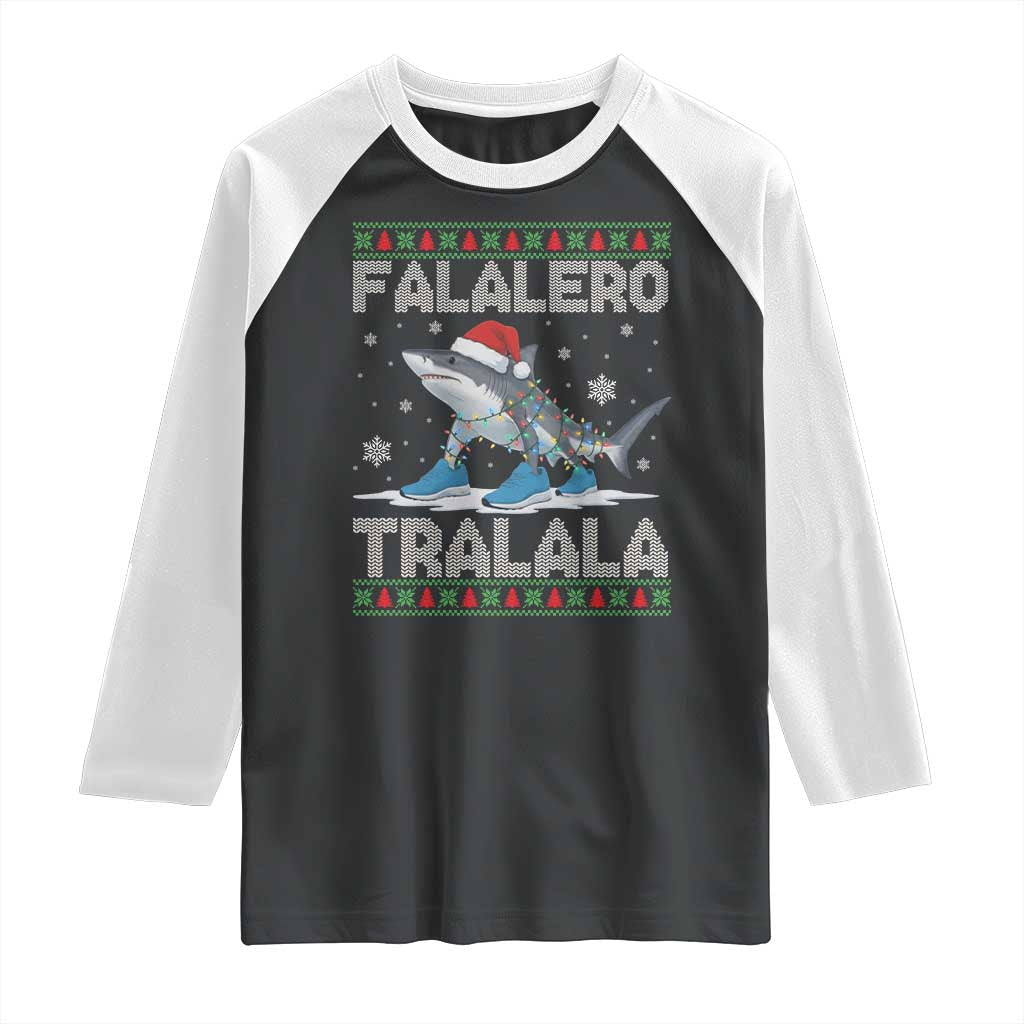 Falalero Tralala Italian Brainrot Meme Christmas Raglan Shirt Funny Gen Z Alpha Ugly Xmas Gift TS12 Black White Print Your Wear