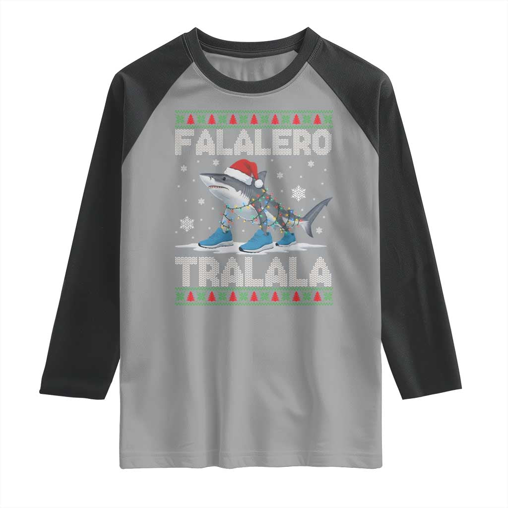 Falalero Tralala Italian Brainrot Meme Christmas Raglan Shirt Funny Gen Z Alpha Ugly Xmas Gift TS12 Sport Gray Black Print Your Wear