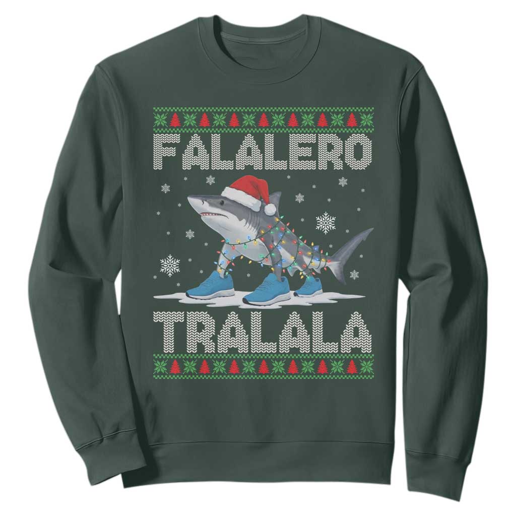 Falalero Tralala Italian Brainrot Meme Christmas Sweatshirt Funny Gen Z Alpha Ugly Xmas Gift TS12 Dark Forest Green Print Your Wear