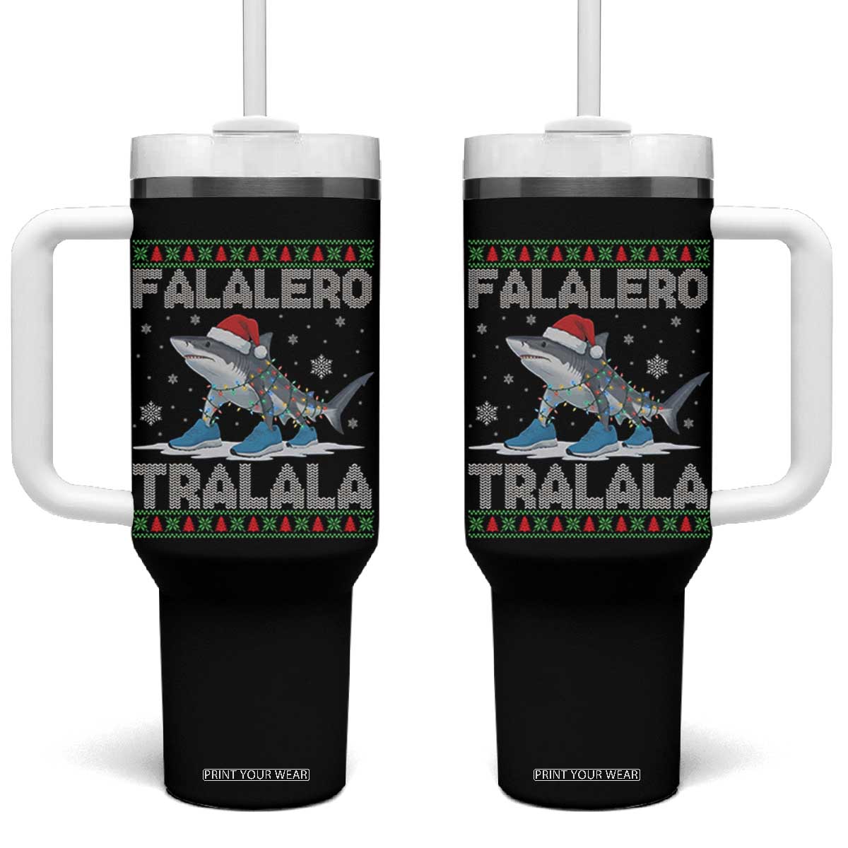 Falalero Tralala Italian Brainrot Meme Christmas Tumbler With Handle Funny Gen Z Alpha Ugly Xmas Gift TS12 One Size: 40 oz Black Print Your Wear