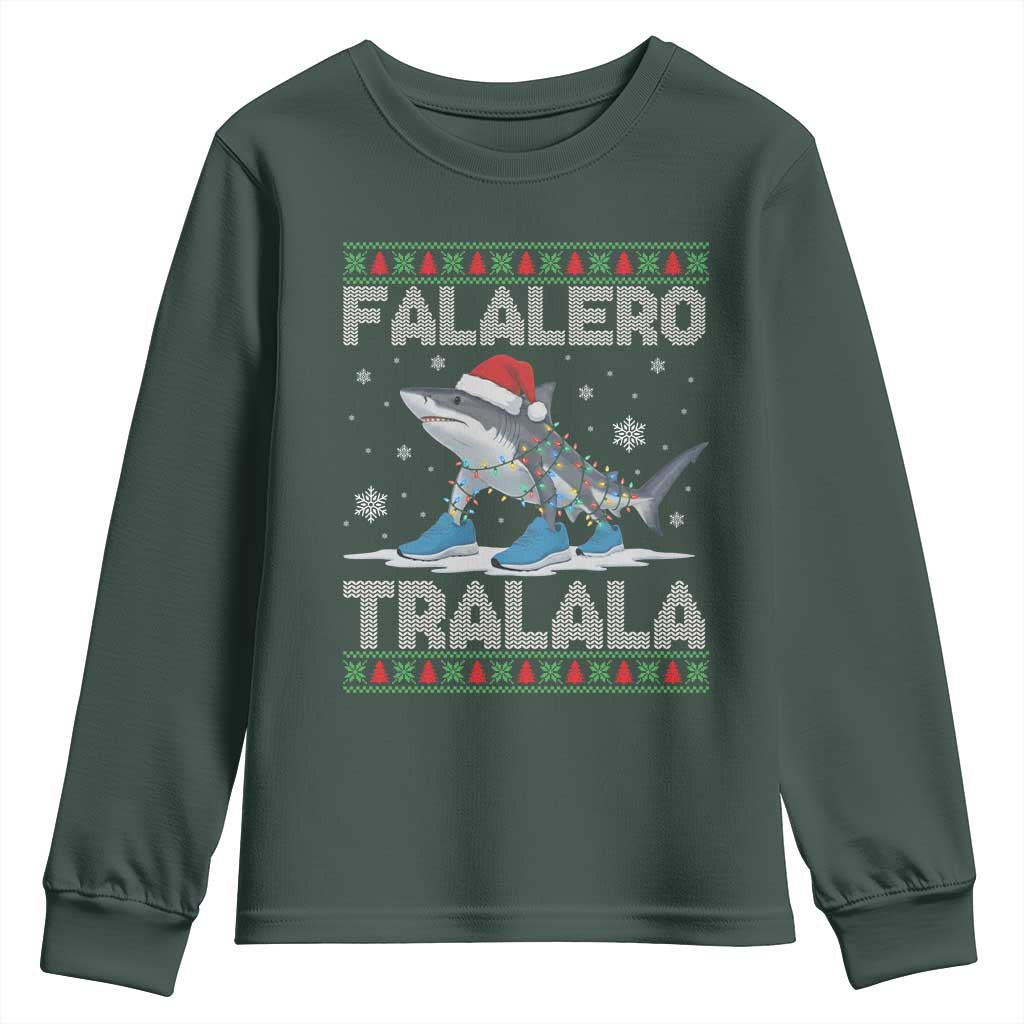 Falalero Tralala Italian Brainrot Meme Christmas Youth Sweatshirt Funny Gen Z Alpha Ugly Xmas Gift TS12 Dark Forest Green Print Your Wear