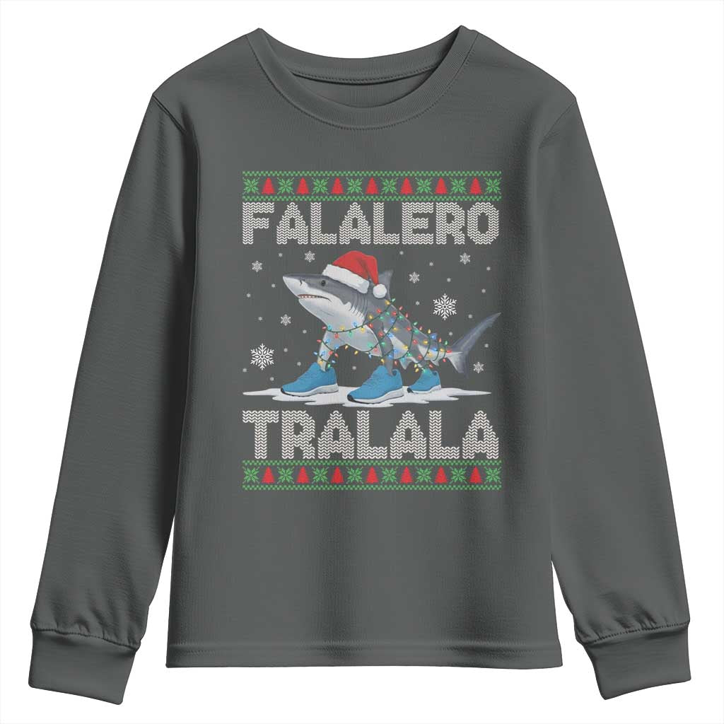 Falalero Tralala Italian Brainrot Meme Christmas Youth Sweatshirt Funny Gen Z Alpha Ugly Xmas Gift TS12 Dark Heather Print Your Wear