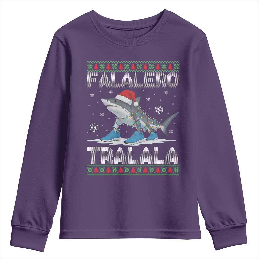 Falalero Tralala Italian Brainrot Meme Christmas Youth Sweatshirt Funny Gen Z Alpha Ugly Xmas Gift TS12 Purple Print Your Wear