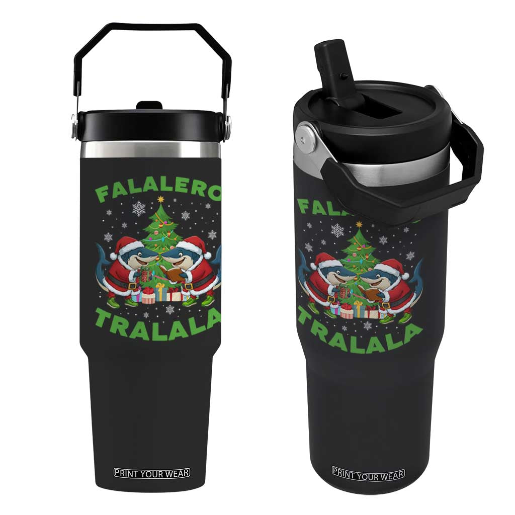 Falalero Tralala Flip Straw Tumbler Funny Italian Brainrot Meme Christmas Gift TS12 One Size: 30 oz Black Print Your Wear