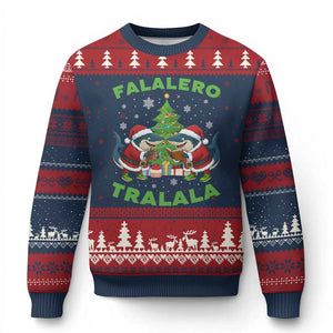Falalero Tralala Ugly Christmas Sweater Funny Italian Brainrot Meme Xmas Gift TS12 Navy Red Print Your Wear
