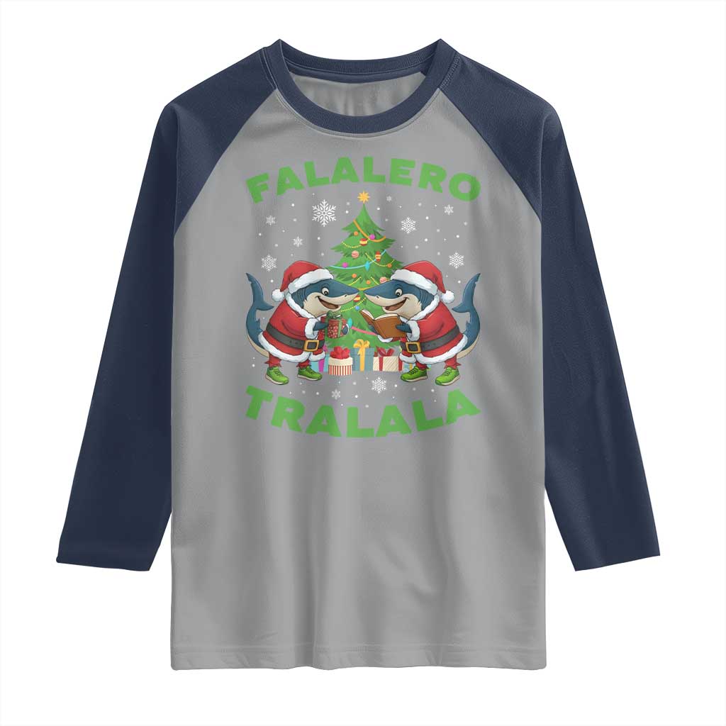 Falalero Tralala Raglan Shirt Funny Italian Brainrot Meme Christmas Gift TS12 Sport Gray Navy Print Your Wear