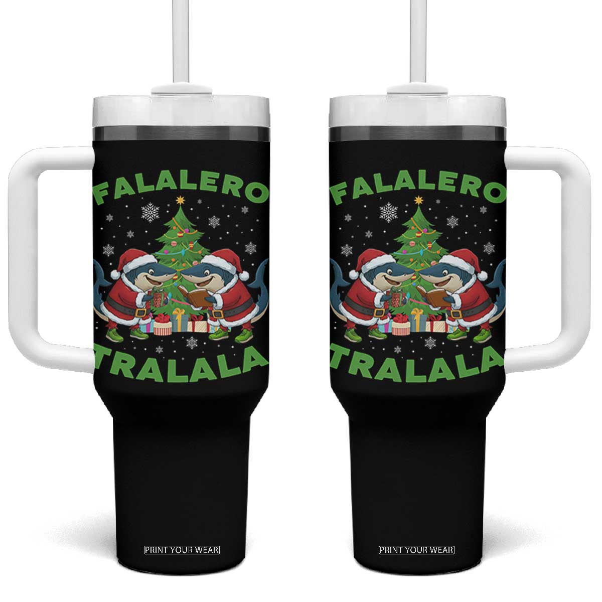 Falalero Tralala Tumbler With Handle Funny Italian Brainrot Meme Christmas Gift TS12 One Size: 40 oz Black Print Your Wear