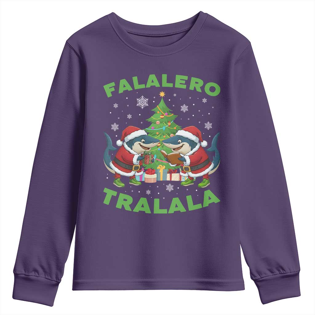 Falalero Tralala Youth Sweatshirt Funny Italian Brainrot Meme Christmas Gift TS12 Purple Print Your Wear