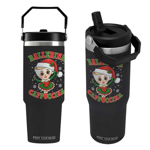 Ballerina Cappuccina Flip Straw Tumbler Funny Italian Brainrot Meme Christmas Gift TS12 One Size: 30 oz Black Print Your Wear