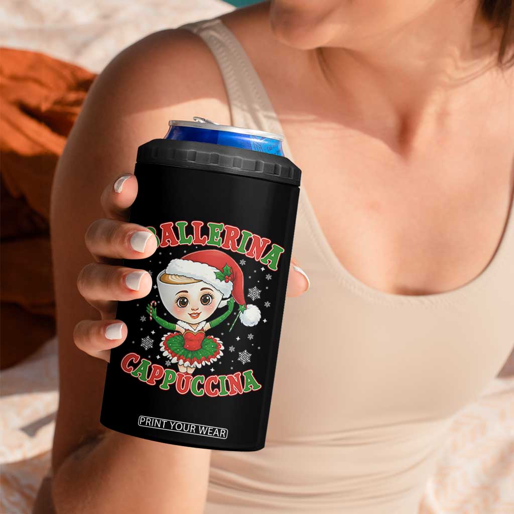 Ballerina Cappuccina 4 in 1 Can Cooler Tumbler Funny Italian Brainrot Meme Christmas Gift TS12 Print Your Wear