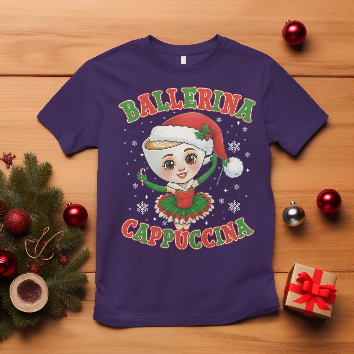 Ballerina Cappuccina T Shirt Funny Italian Brainrot Meme Christmas Gift TS12 Purple Print Your Wear