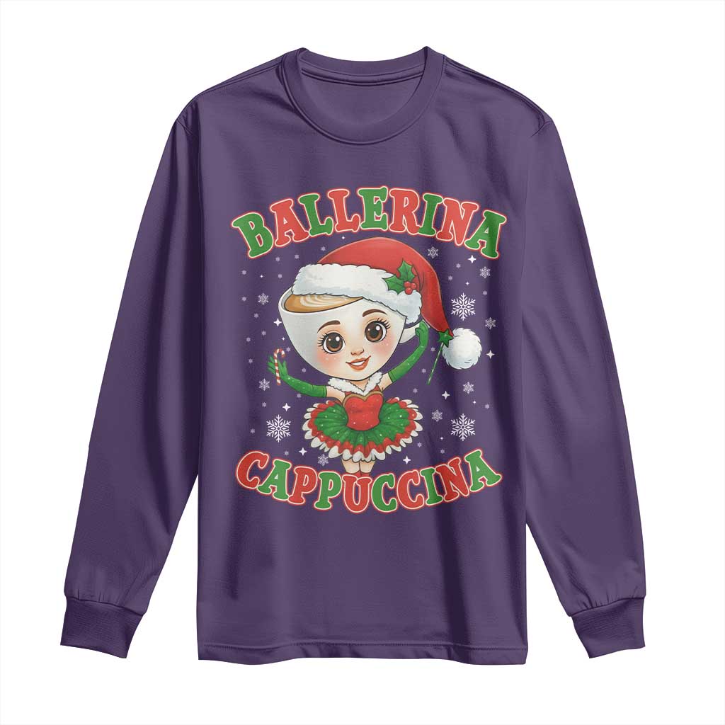 Ballerina Cappuccina Long Sleeve Shirt Funny Italian Brainrot Meme Christmas Gift TS12 Purple Print Your Wear