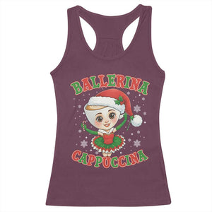 Ballerina Cappuccina Racerback Tank Top Funny Italian Brainrot Meme Christmas Gift TS12 Maroon Print Your Wear
