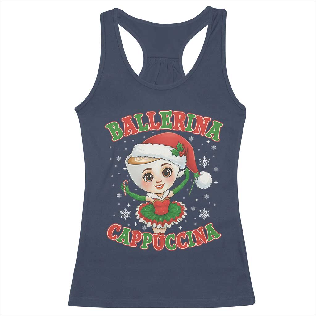 Ballerina Cappuccina Racerback Tank Top Funny Italian Brainrot Meme Christmas Gift TS12 Navy Print Your Wear
