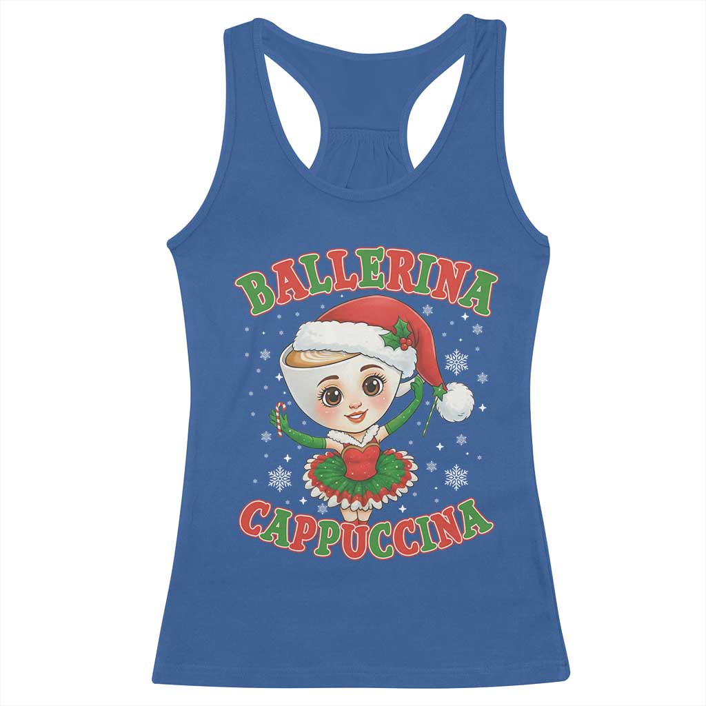 Ballerina Cappuccina Racerback Tank Top Funny Italian Brainrot Meme Christmas Gift TS12 Royal Blue Print Your Wear