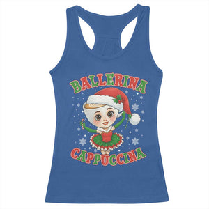 Ballerina Cappuccina Racerback Tank Top Funny Italian Brainrot Meme Christmas Gift TS12 Royal Blue Print Your Wear
