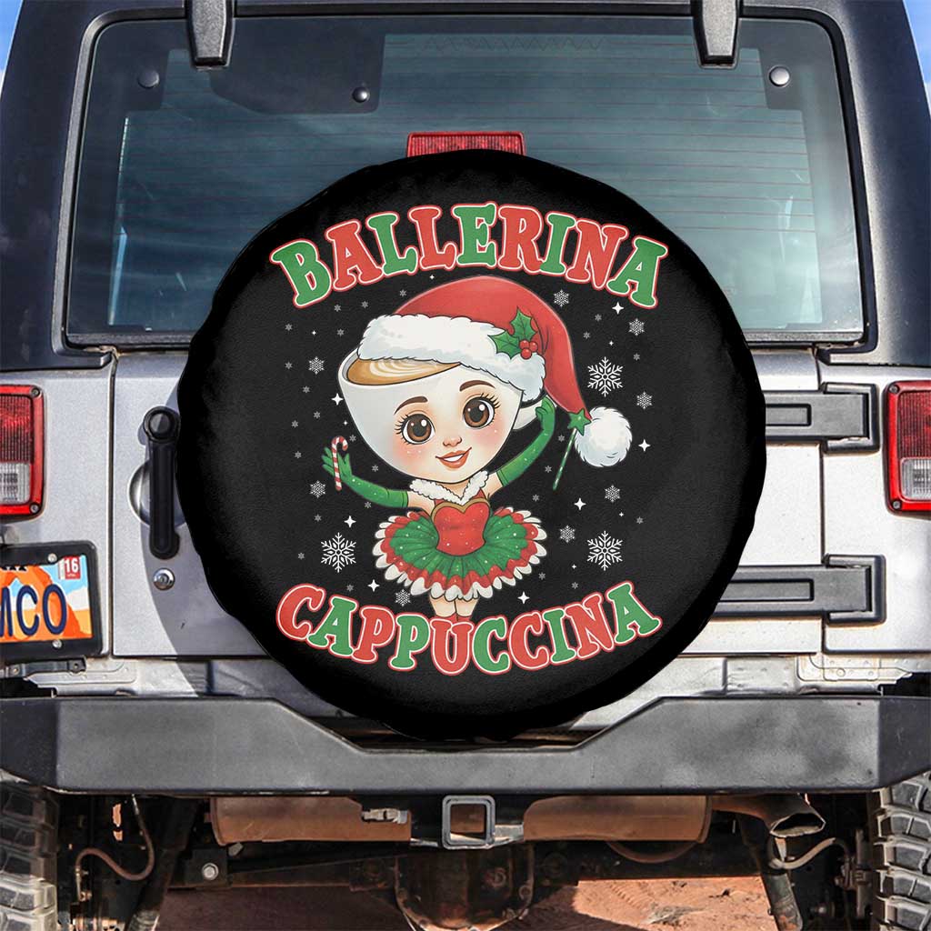 Ballerina Cappuccina Spare Tire Cover Funny Italian Brainrot Meme Christmas Gift TS12 No hole Black Print Your Wear