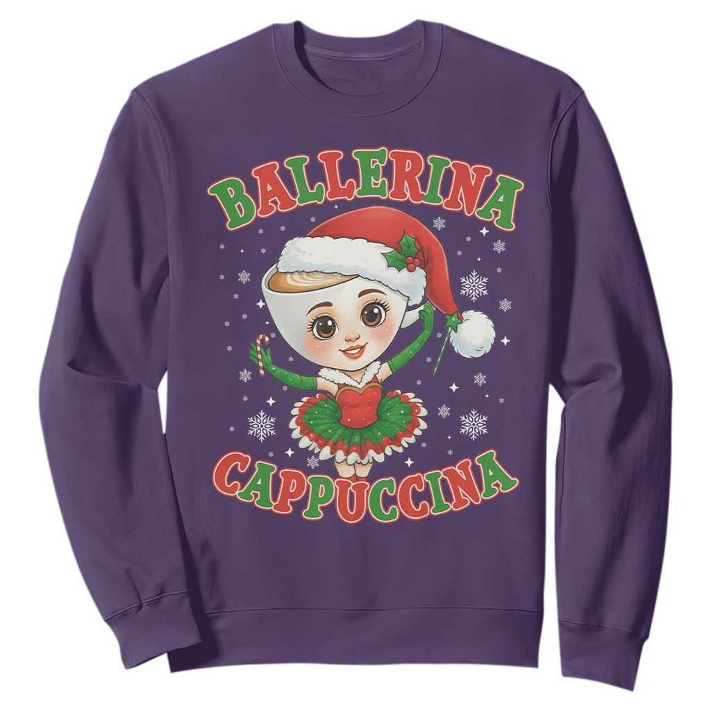 Ballerina Cappuccina Sweatshirt Funny Italian Brainrot Meme Christmas Gift TS12 Purple Print Your Wear