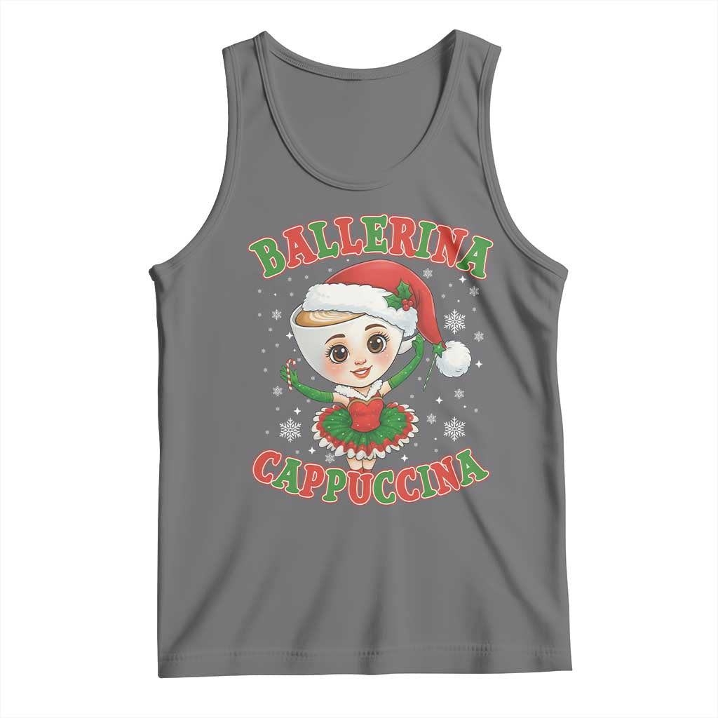 Ballerina Cappuccina Tank Top Funny Italian Brainrot Meme Christmas Gift TS12 Black Heather Print Your Wear
