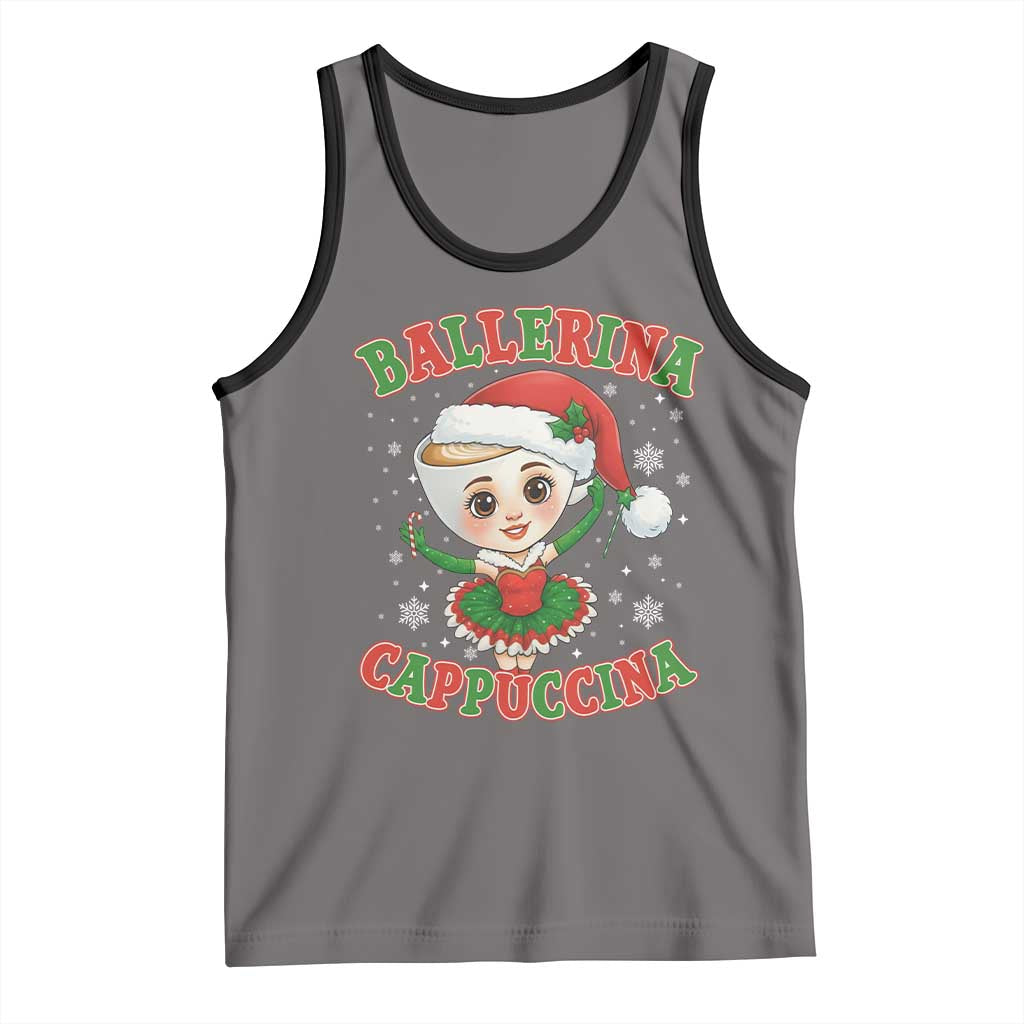 Ballerina Cappuccina Tank Top Funny Italian Brainrot Meme Christmas Gift TS12 Deep Heather Black Print Your Wear
