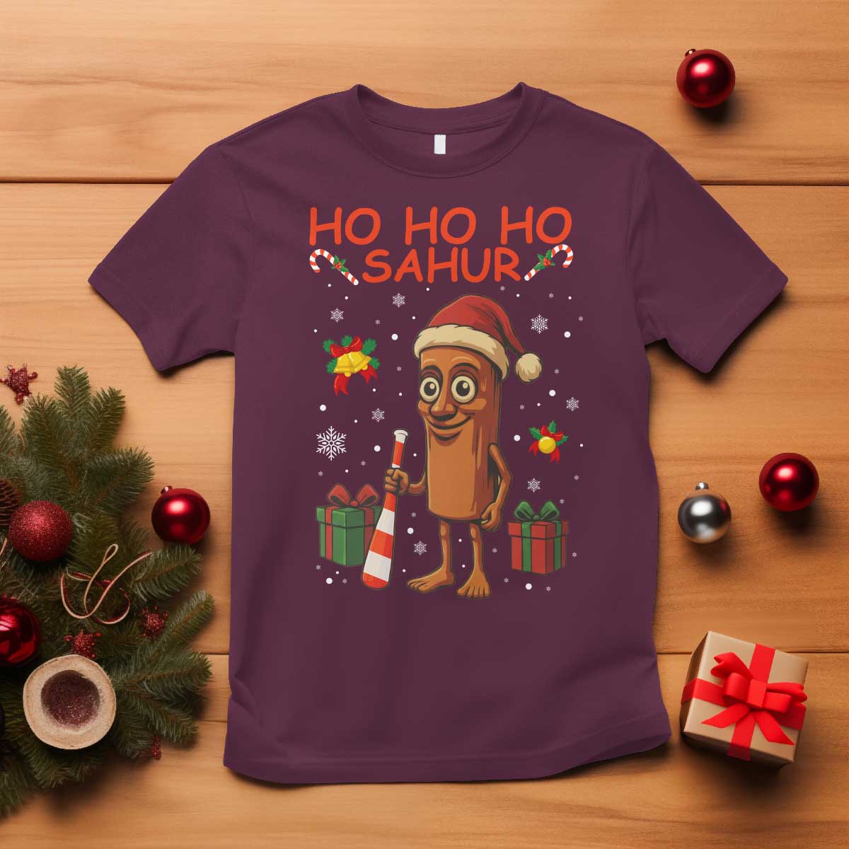 Ho Ho Ho Sahur Italian Brainrot Meme T Shirt Funny Gen Z Alpha Christmas Gift TS12 Maroon Print Your Wear