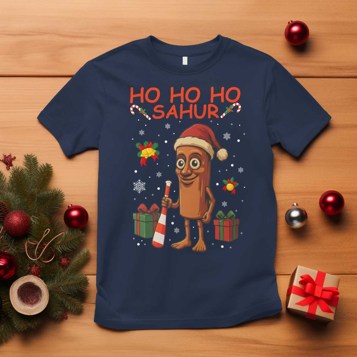 Ho Ho Ho Sahur Italian Brainrot Meme T Shirt Funny Gen Z Alpha Christmas Gift TS12 Navy Print Your Wear