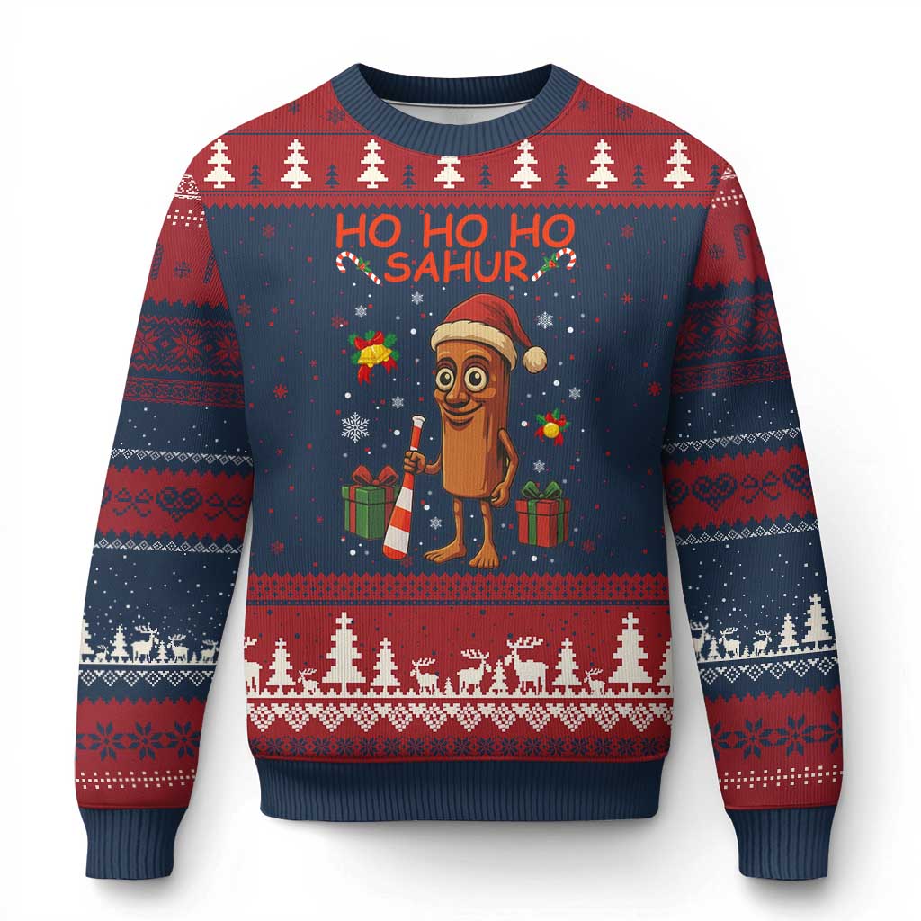 Ho Ho Ho Sahur Italian Brainrot Meme Ugly Christmas Sweater Funny Gen Z Alpha Xmas Gift TS12 Navy Red Print Your Wear