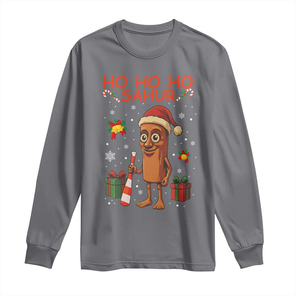 Ho Ho Ho Sahur Italian Brainrot Meme Long Sleeve Shirt Funny Gen Z Alpha Christmas Gift TS12 Charcoal Print Your Wear