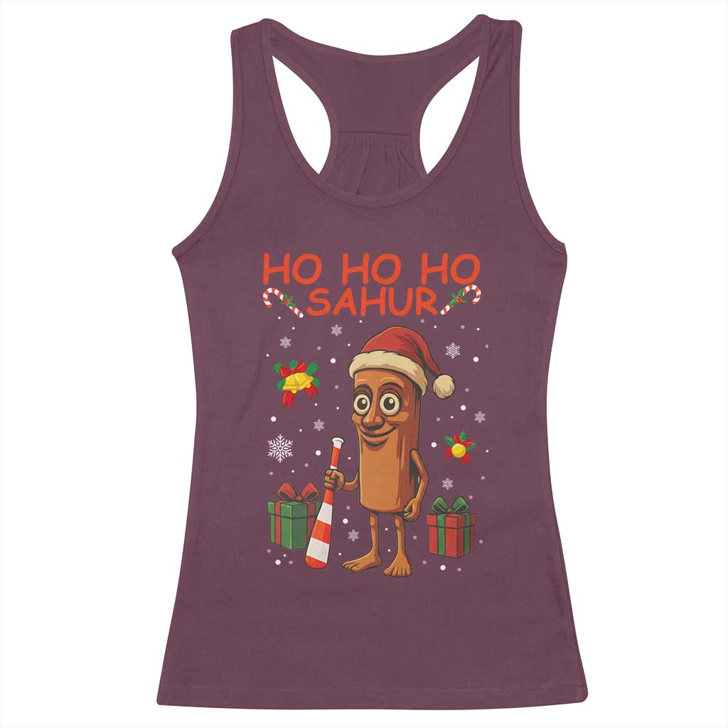 Ho Ho Ho Sahur Italian Brainrot Meme Racerback Tank Top Funny Gen Z Alpha Christmas Gift TS12 Maroon Print Your Wear