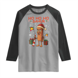 Ho Ho Ho Sahur Italian Brainrot Meme Raglan Shirt Funny Gen Z Alpha Christmas Gift TS12 Sport Gray Black Print Your Wear