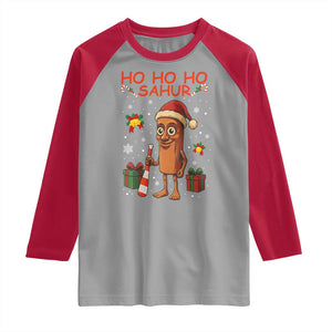 Ho Ho Ho Sahur Italian Brainrot Meme Raglan Shirt Funny Gen Z Alpha Christmas Gift TS12 Sport Gray Red Print Your Wear
