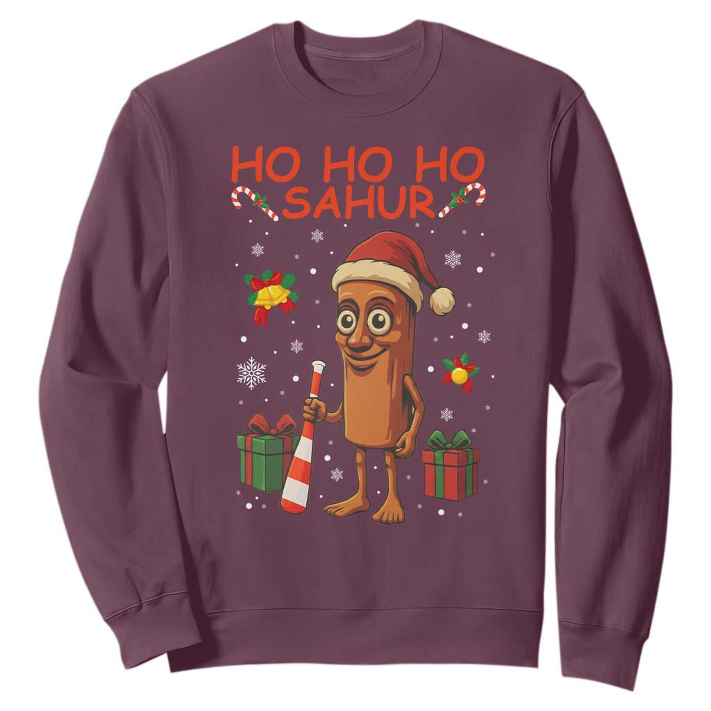 Ho Ho Ho Sahur Italian Brainrot Meme Sweatshirt Funny Gen Z Alpha Christmas Gift TS12 Maroon Print Your Wear
