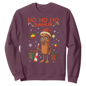 Ho Ho Ho Sahur Italian Brainrot Meme Sweatshirt Funny Gen Z Alpha Christmas Gift TS12 Maroon Print Your Wear