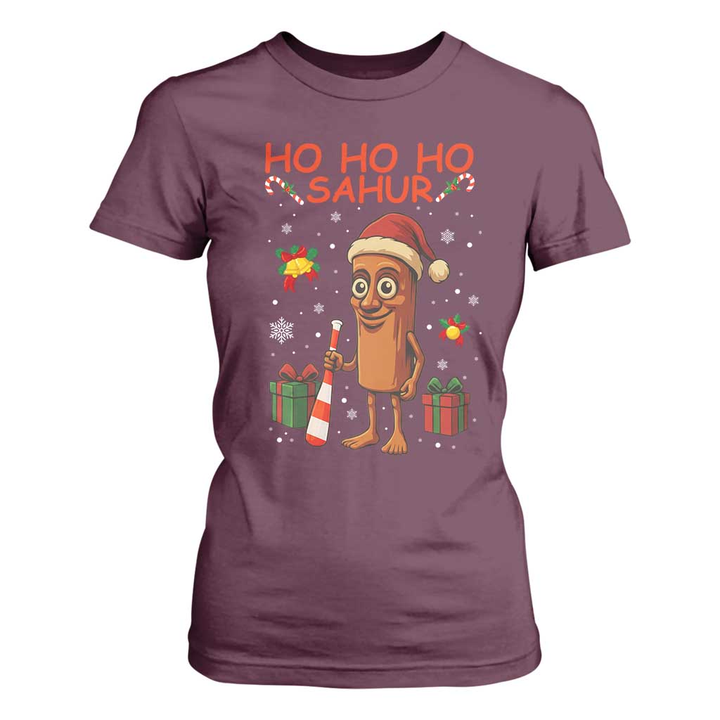 Ho Ho Ho Sahur Italian Brainrot Meme T Shirt For Women Funny Gen Z Alpha Christmas Gift TS12 Maroon Print Your Wear