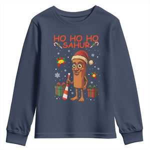 Ho Ho Ho Sahur Italian Brainrot Meme Youth Sweatshirt Funny Gen Z Alpha Christmas Gift TS12 Navy Print Your Wear