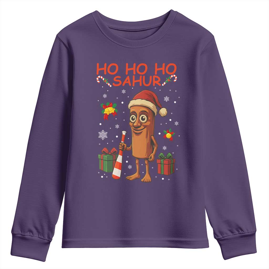 Ho Ho Ho Sahur Italian Brainrot Meme Youth Sweatshirt Funny Gen Z Alpha Christmas Gift TS12 Purple Print Your Wear
