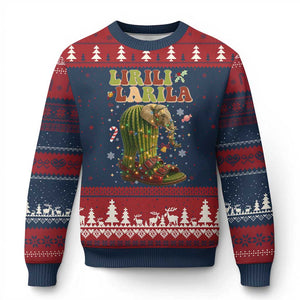 Funny Lirili Larila Italian Brainrot Meme Ugly Christmas Sweater Christmas Gift TS12 Navy Red Print Your Wear
