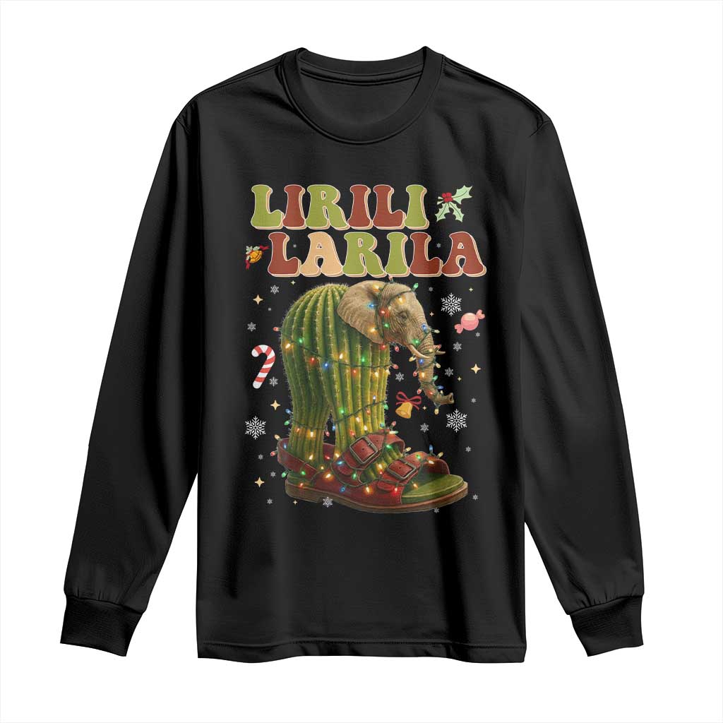 Funny Lirili Larila Italian Brainrot Meme Long Sleeve Shirt Christmas Gift TS12 Black Print Your Wear