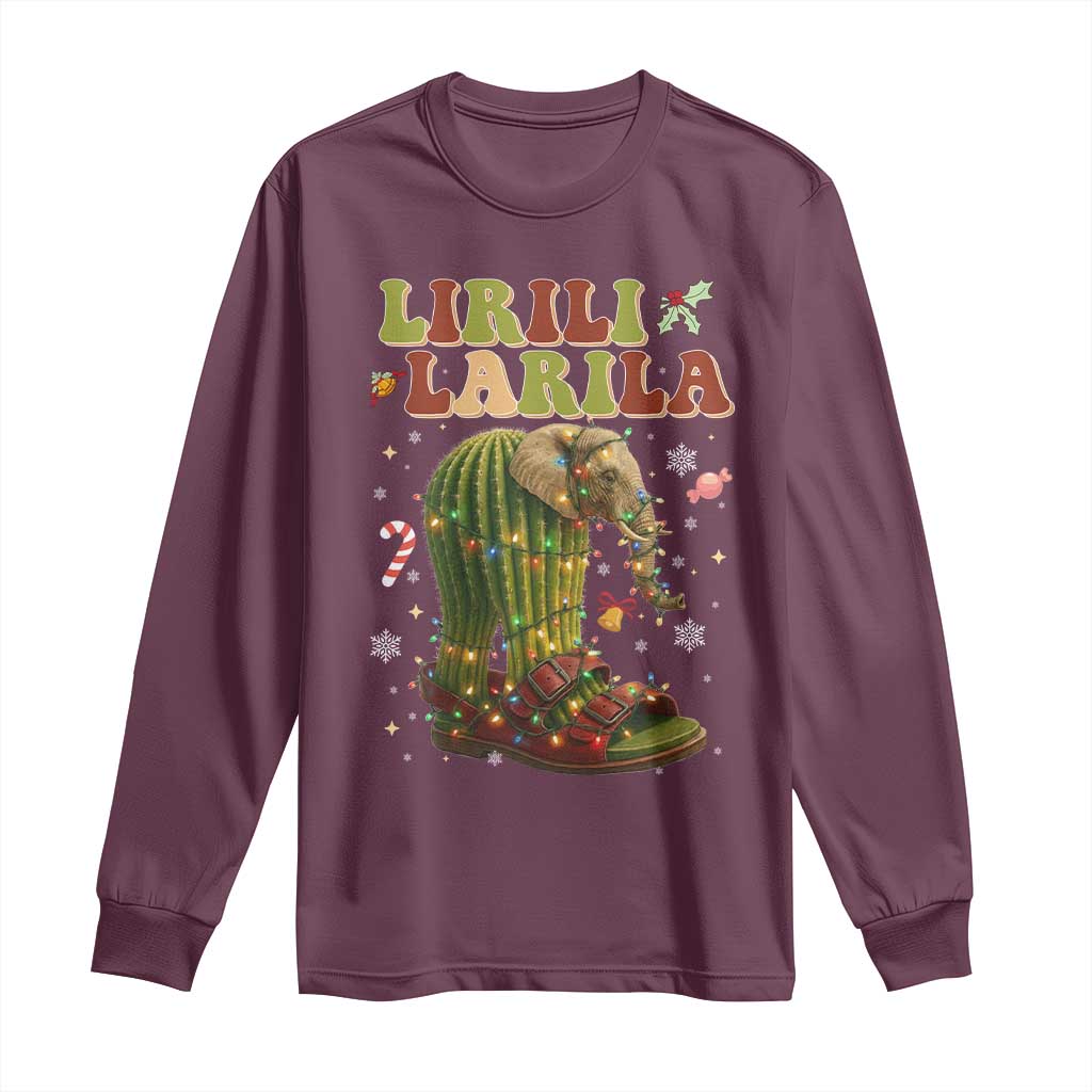 Funny Lirili Larila Italian Brainrot Meme Long Sleeve Shirt Christmas Gift TS12 Maroon Print Your Wear