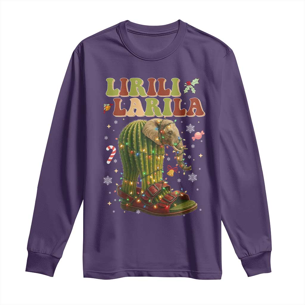 Funny Lirili Larila Italian Brainrot Meme Long Sleeve Shirt Christmas Gift TS12 Purple Print Your Wear