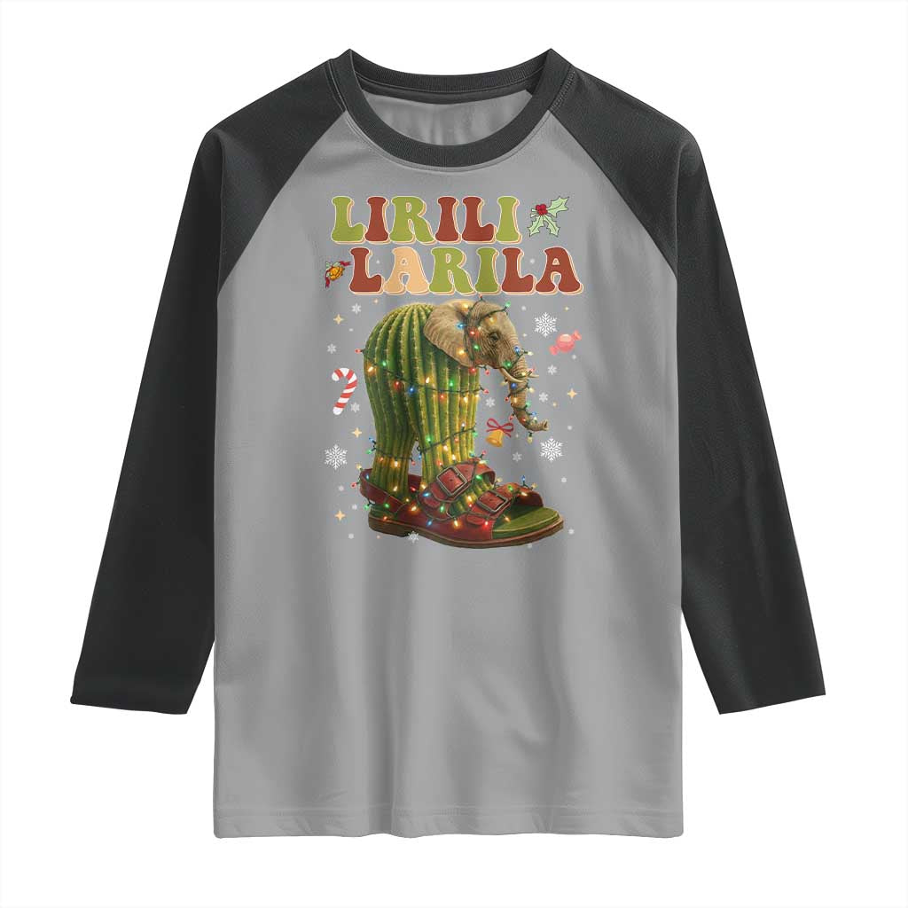 Funny Lirili Larila Italian Brainrot Meme Raglan Shirt Christmas Gift TS12 Sport Gray Black Print Your Wear