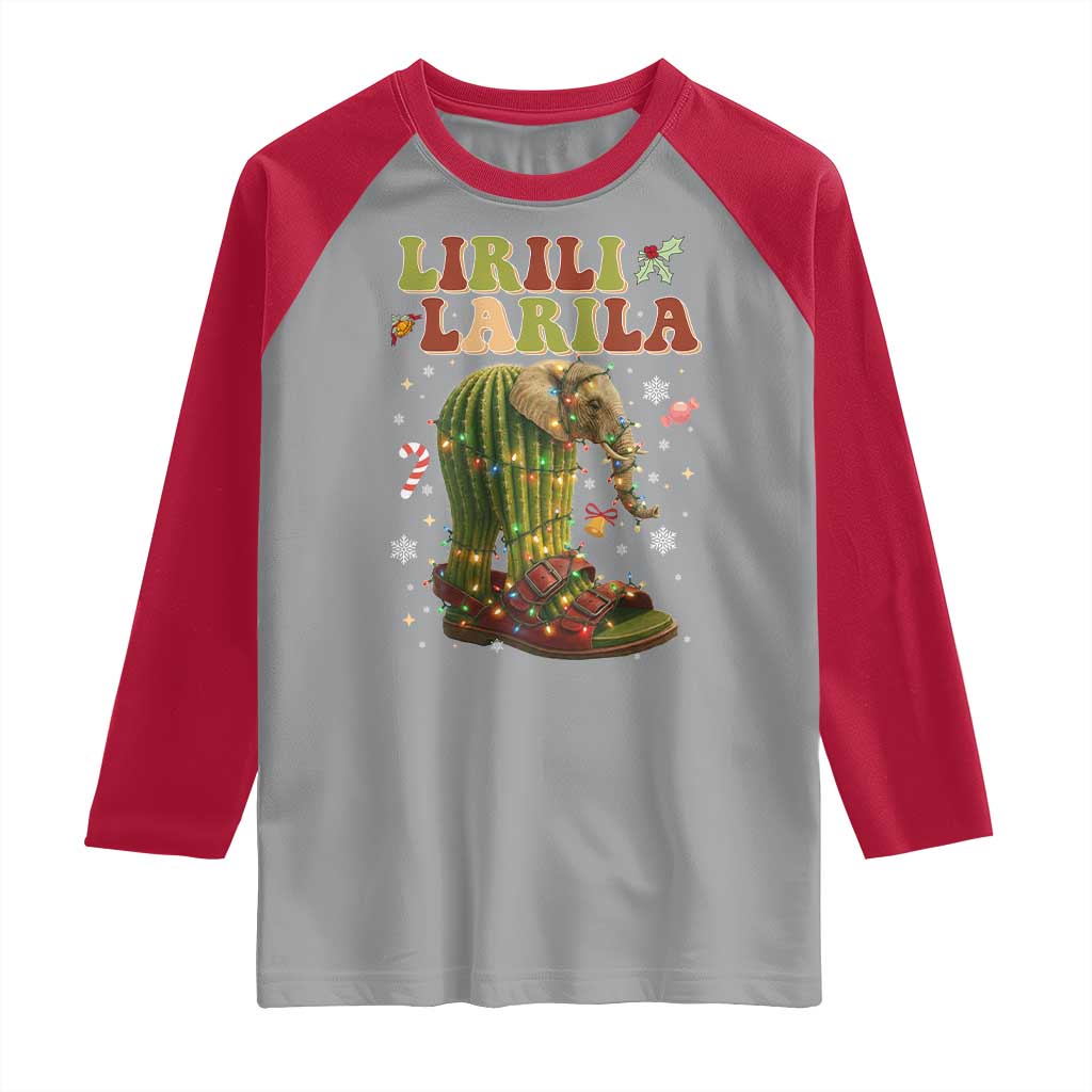 Funny Lirili Larila Italian Brainrot Meme Raglan Shirt Christmas Gift TS12 Sport Gray Red Print Your Wear