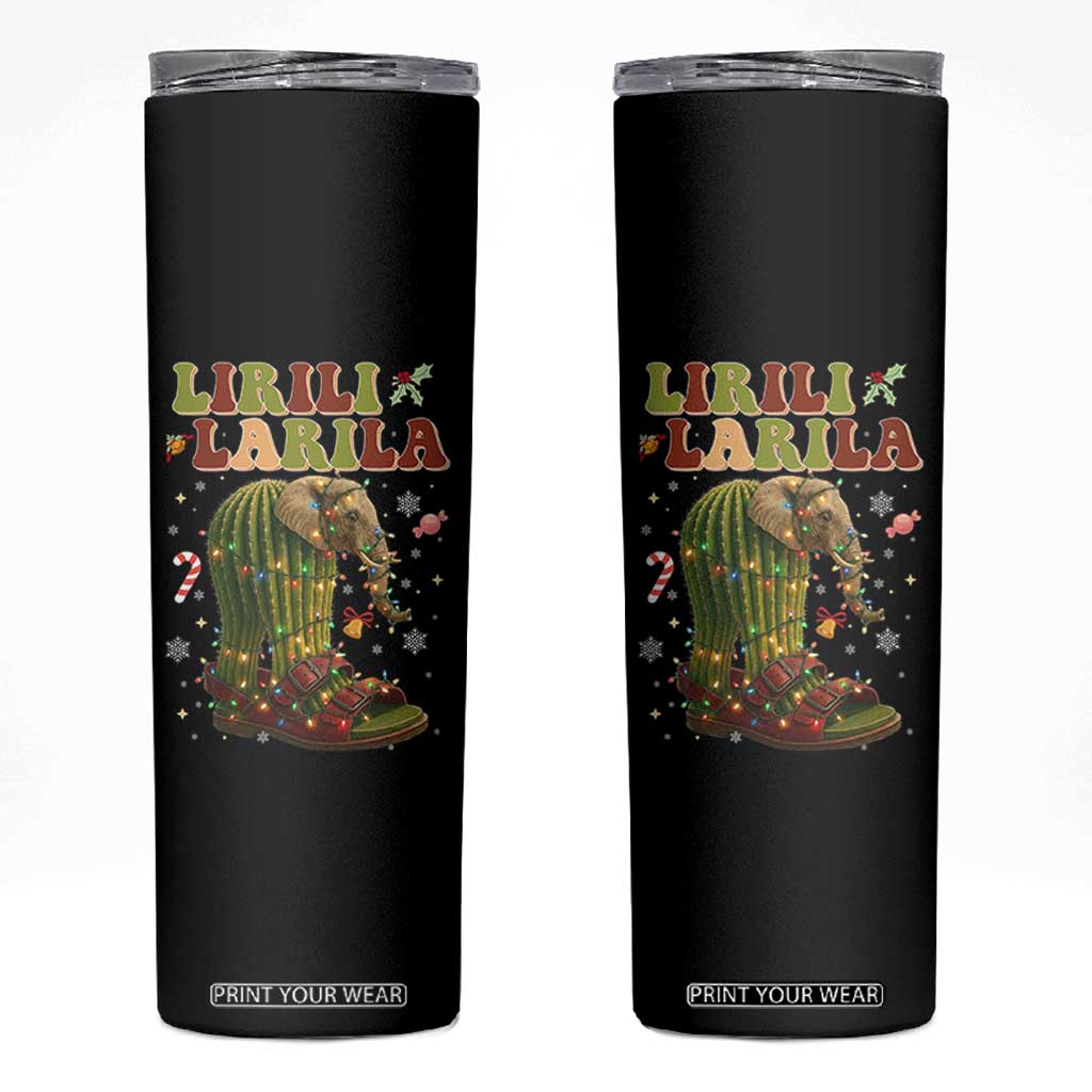 Funny Lirili Larila Italian Brainrot Meme Skinny Tumbler Christmas Gift TS12 Black Print Your Wear